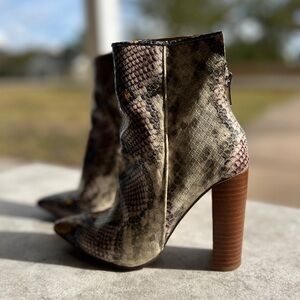 Snakeskin Patterned Ankle Boots